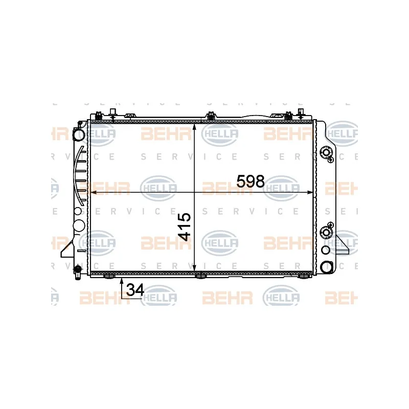 Radiateur, refroidissement du moteur HELLA 8MK 376 715-164