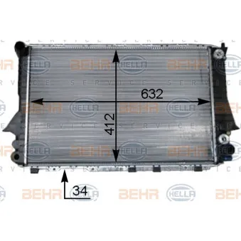 Radiateur, refroidissement du moteur HELLA 8MK 376 715-264