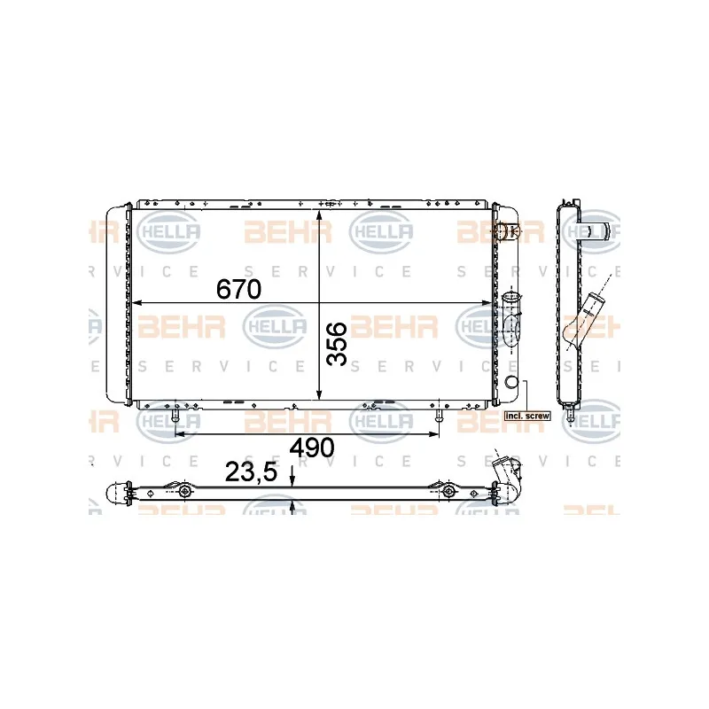 Radiateur, refroidissement du moteur HELLA 8MK 376 715-361