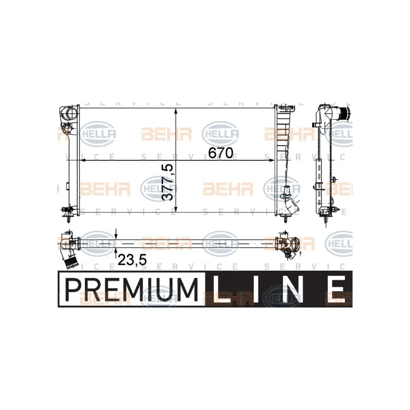 Radiateur, refroidissement du moteur HELLA 8MK 376 715-521