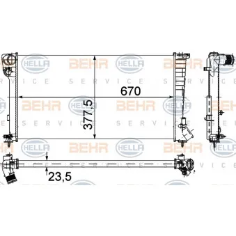 Radiateur, refroidissement du moteur HELLA 8MK 376 715-524