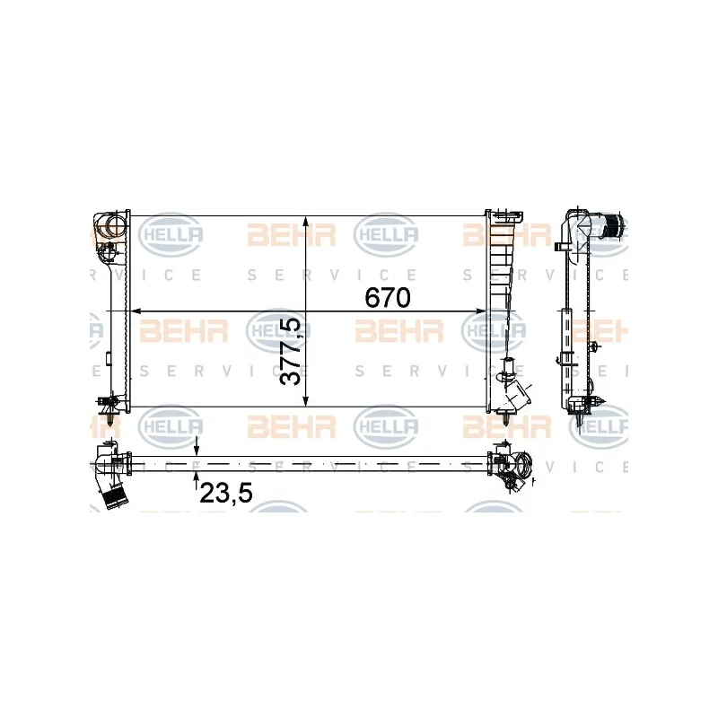 Radiateur, refroidissement du moteur HELLA 8MK 376 715-524