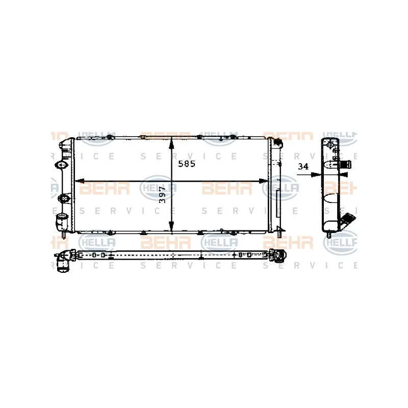 Radiateur, refroidissement du moteur HELLA 8MK 376 715-531