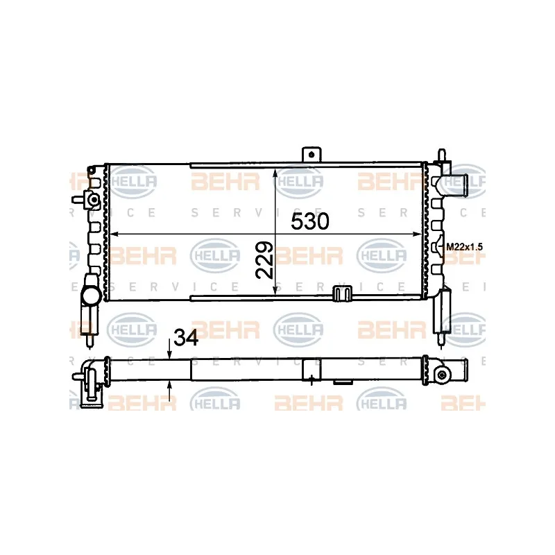 Radiateur, refroidissement du moteur HELLA 8MK 376 715-761