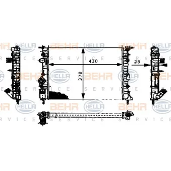 Radiateur, refroidissement du moteur HELLA 8MK 376 716-164