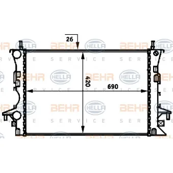 Radiateur, refroidissement du moteur HELLA 8MK 376 716-284