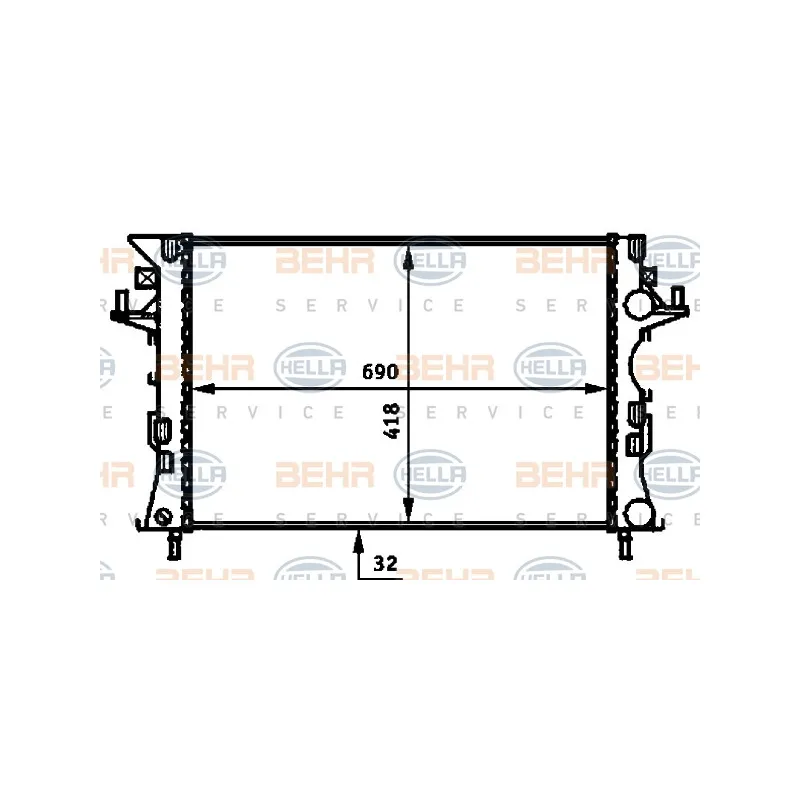 Radiateur, refroidissement du moteur HELLA 8MK 376 716-304