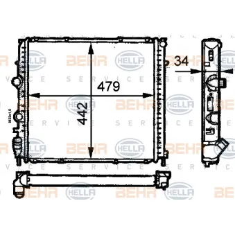 Radiateur, refroidissement du moteur HELLA 8MK 376 716-371