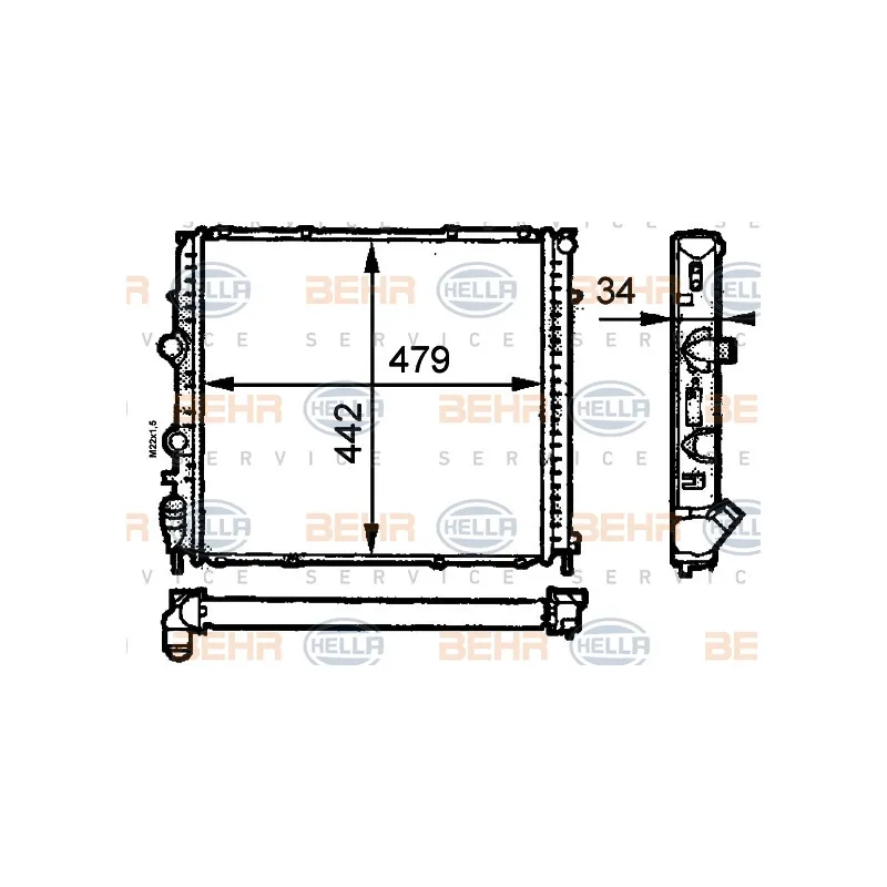 Radiateur, refroidissement du moteur HELLA 8MK 376 716-371