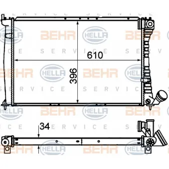 Radiateur, refroidissement du moteur HELLA 8MK 376 716-501