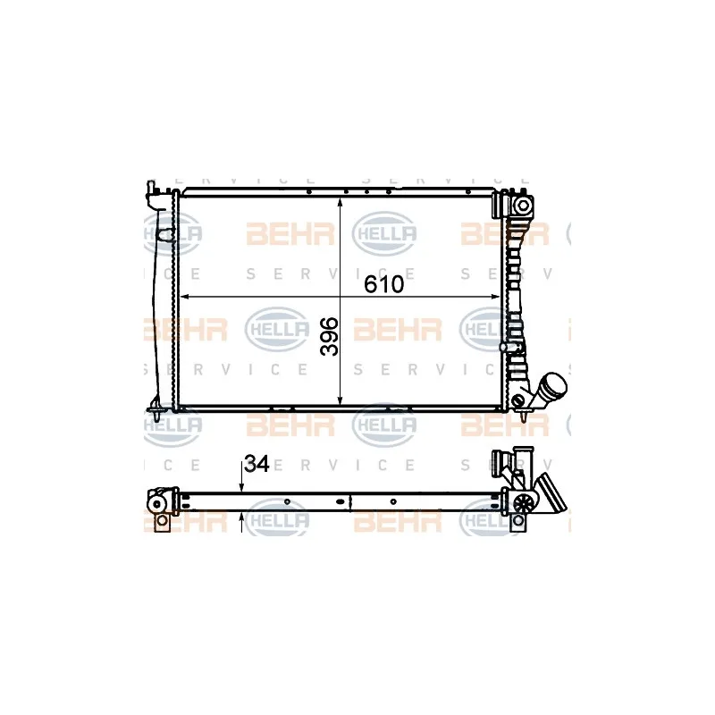Radiateur, refroidissement du moteur HELLA 8MK 376 716-501