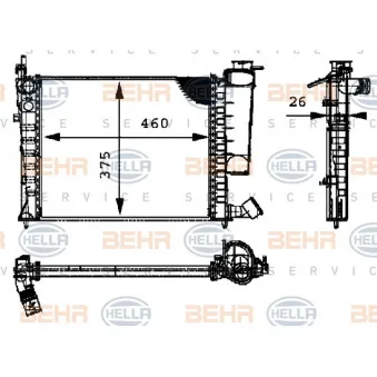 Radiateur, refroidissement du moteur HELLA 8MK 376 716-631