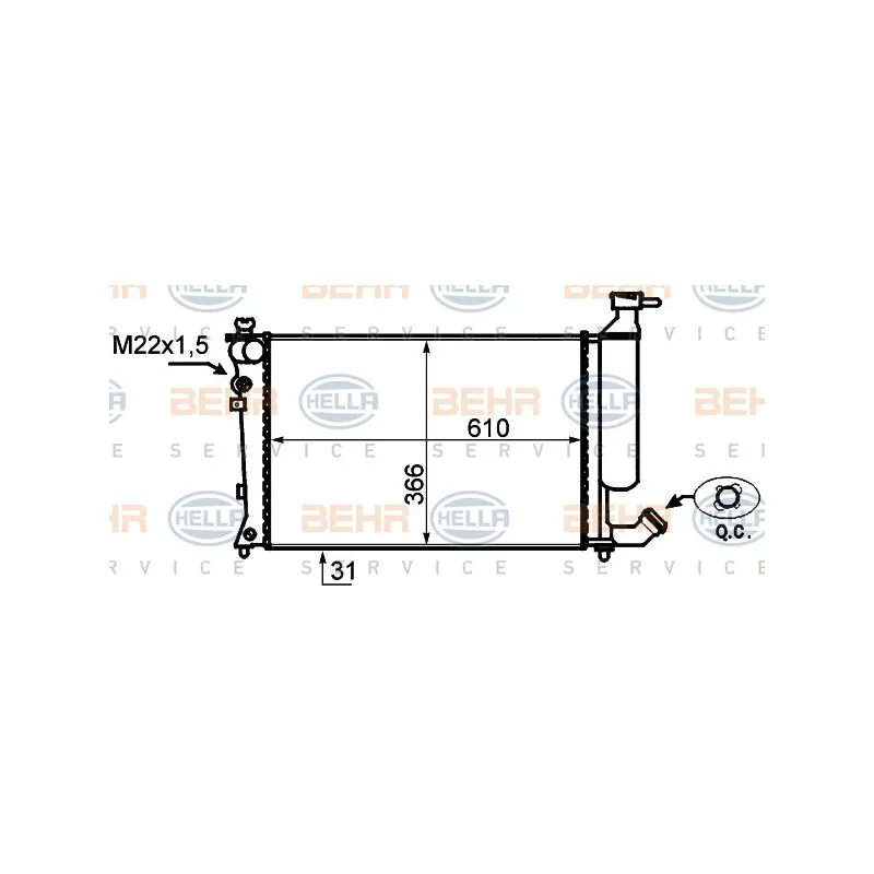 Radiateur, refroidissement du moteur HELLA 8MK 376 717-171