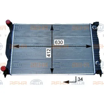 Radiateur, refroidissement du moteur HELLA 8MK 376 717-234