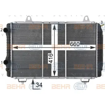 Radiateur, refroidissement du moteur HELLA 8MK 376 717-524