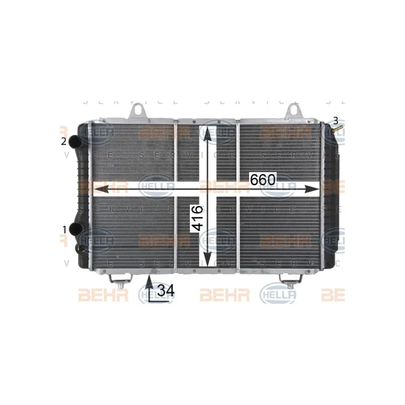 Radiateur, refroidissement du moteur HELLA 8MK 376 717-524