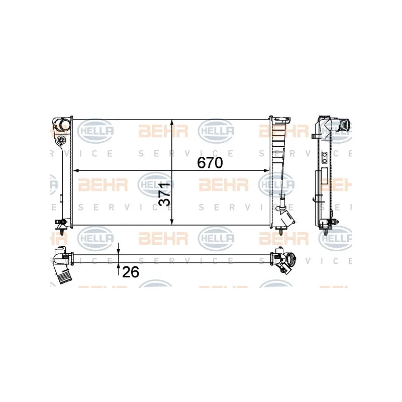 Radiateur, refroidissement du moteur HELLA 8MK 376 717-611