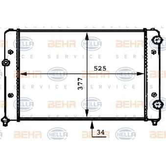 Radiateur, refroidissement du moteur HELLA 8MK 376 717-734