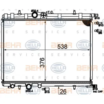 Radiateur, refroidissement du moteur HELLA 8MK 376 718-054