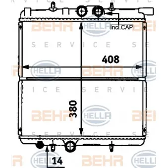 Radiateur, refroidissement du moteur HELLA 8MK 376 718-251