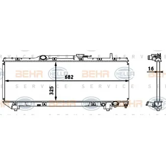 Radiateur, refroidissement du moteur HELLA 8MK 376 718-371