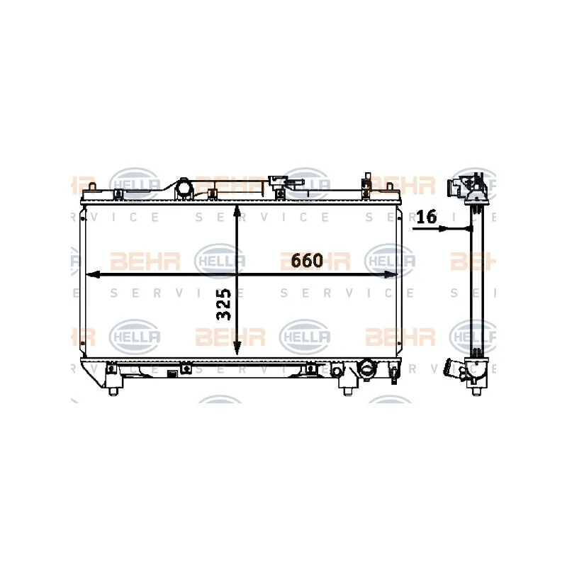 Radiateur, refroidissement du moteur HELLA 8MK 376 718-481