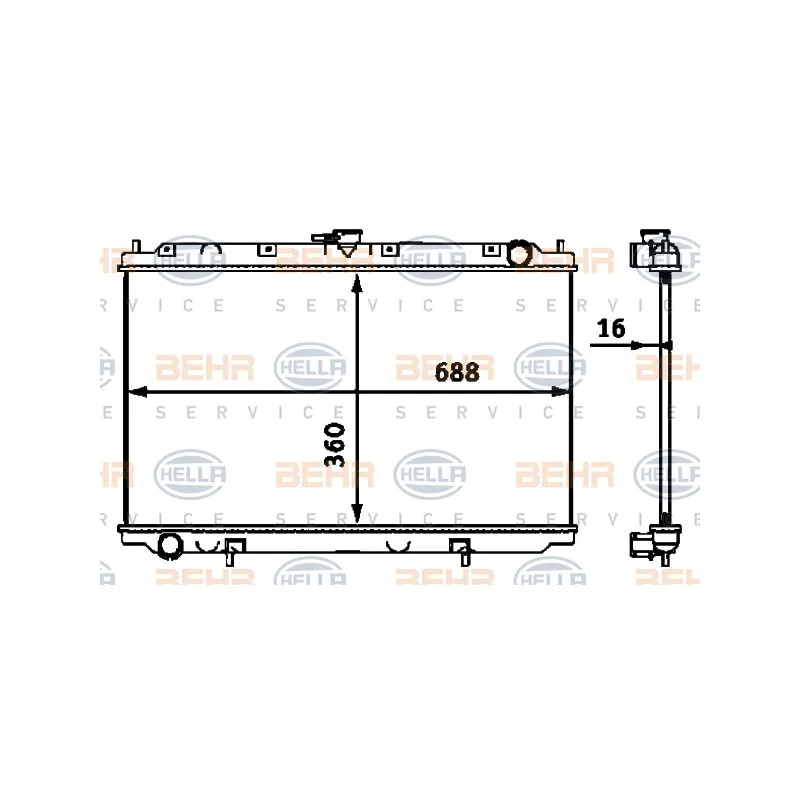 Radiateur, refroidissement du moteur HELLA 8MK 376 718-491