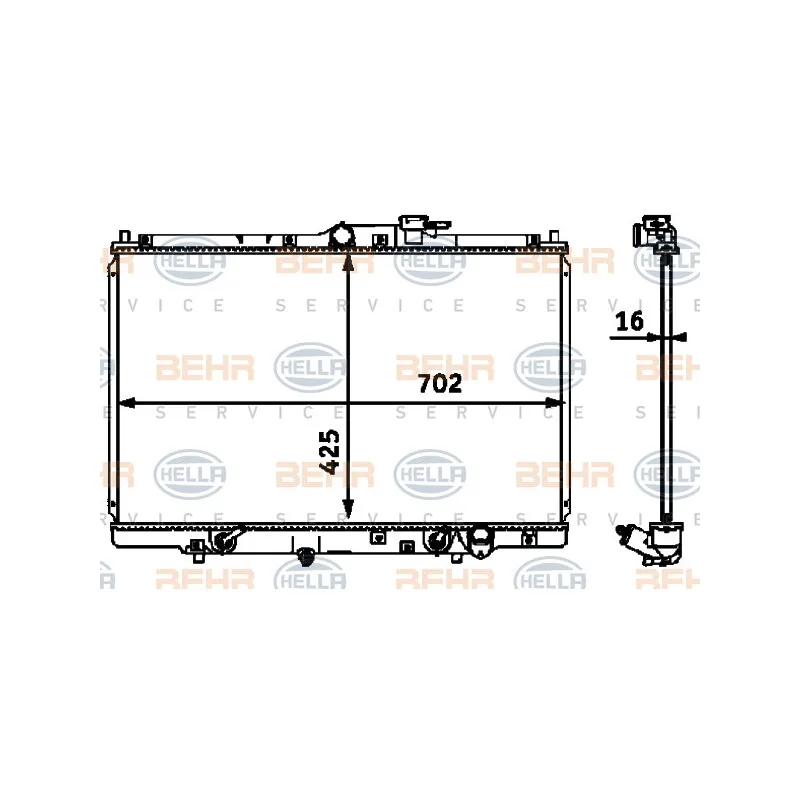 Radiateur, refroidissement du moteur HELLA 8MK 376 718-521