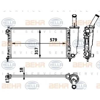 Radiateur, refroidissement du moteur HELLA 8MK 376 718-581
