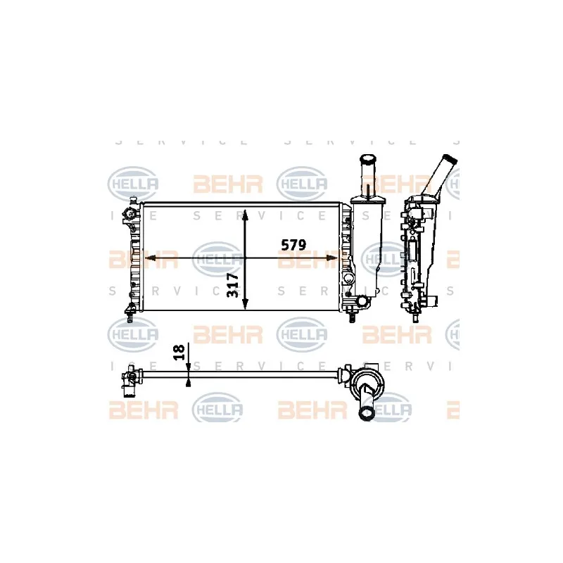 Radiateur, refroidissement du moteur HELLA 8MK 376 718-581