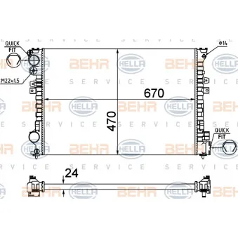 Radiateur, refroidissement du moteur HELLA 8MK 376 719-235