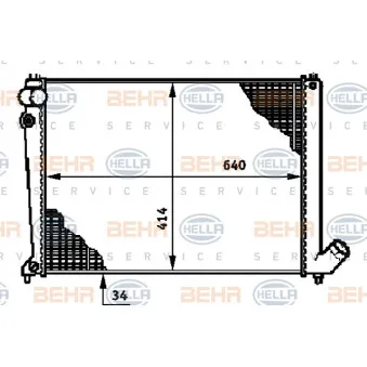 Radiateur, refroidissement du moteur HELLA 8MK 376 719-491