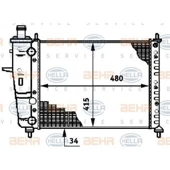 Radiateur, refroidissement du moteur HELLA 8MK 376 719-551