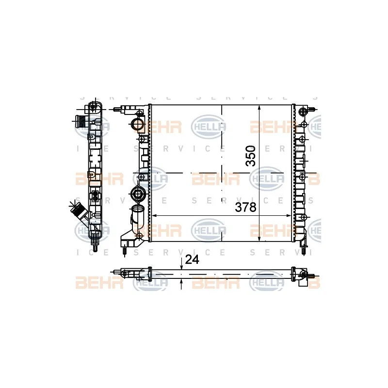 Radiateur, refroidissement du moteur HELLA 8MK 376 720-024