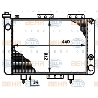 Radiateur, refroidissement du moteur HELLA 8MK 376 720-041