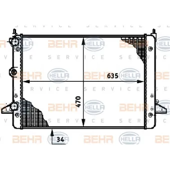 Radiateur, refroidissement du moteur HELLA 8MK 376 720-501