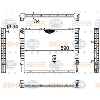 Radiateur, refroidissement du moteur HELLA 8MK 376 721-001