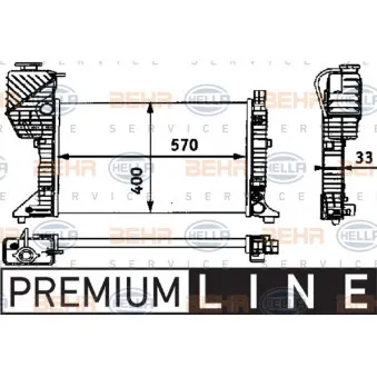 Radiateur, refroidissement du moteur HELLA 8MK 376 721-351