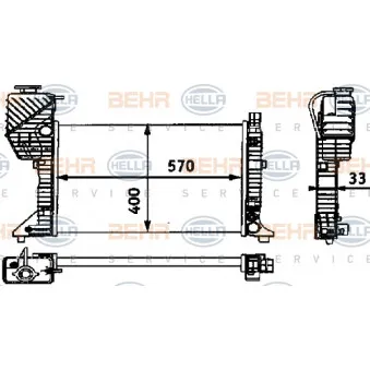 Radiateur, refroidissement du moteur HELLA 8MK 376 721-354