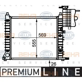 Radiateur, refroidissement du moteur HELLA 8MK 376 721-381