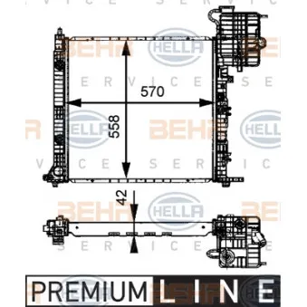 Radiateur, refroidissement du moteur HELLA 8MK 376 721-391