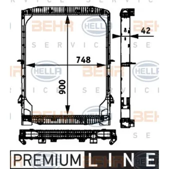 Radiateur, refroidissement du moteur HELLA 8MK 376 721-751