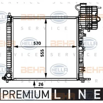 Radiateur, refroidissement du moteur HELLA 8MK 376 722-031