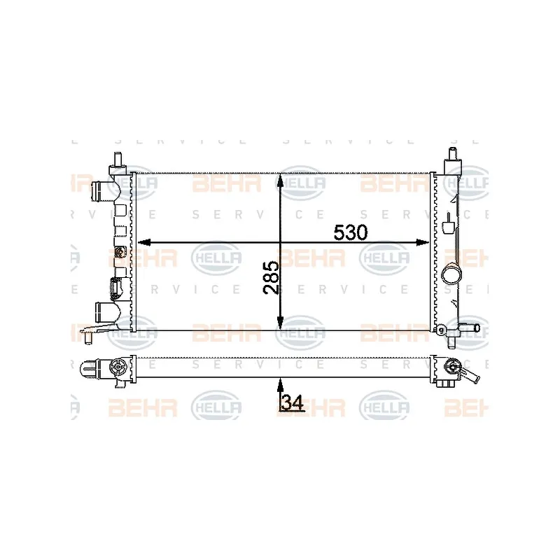 Radiateur, refroidissement du moteur HELLA 8MK 376 722-444