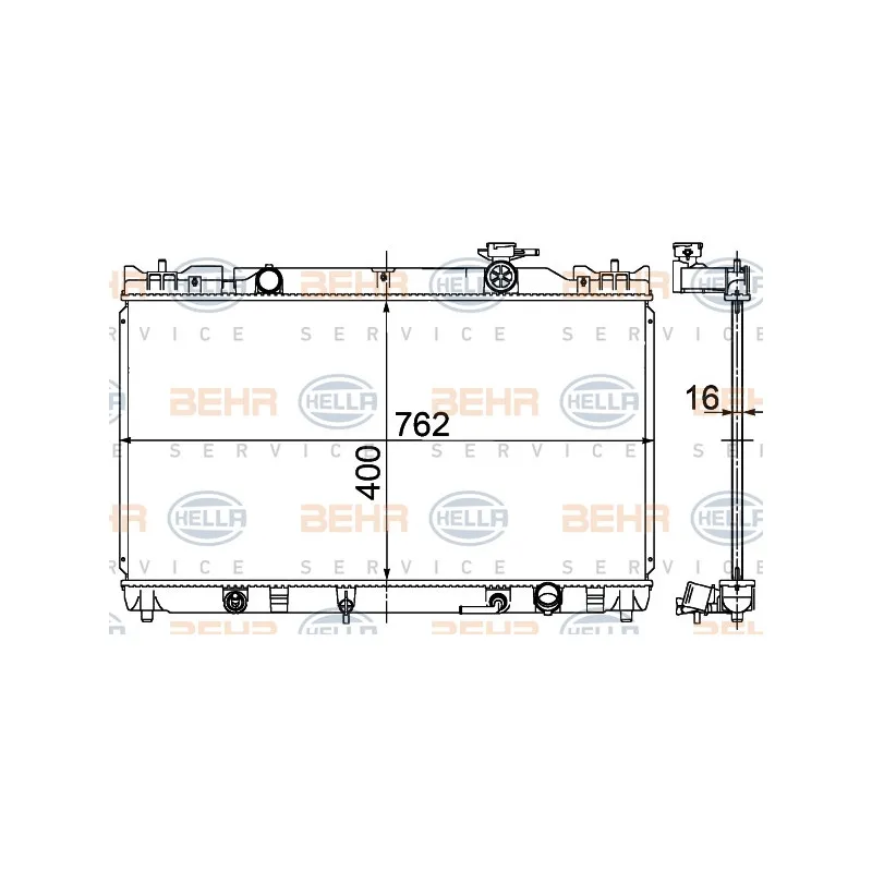 Radiateur, refroidissement du moteur HELLA 8MK 376 724-571