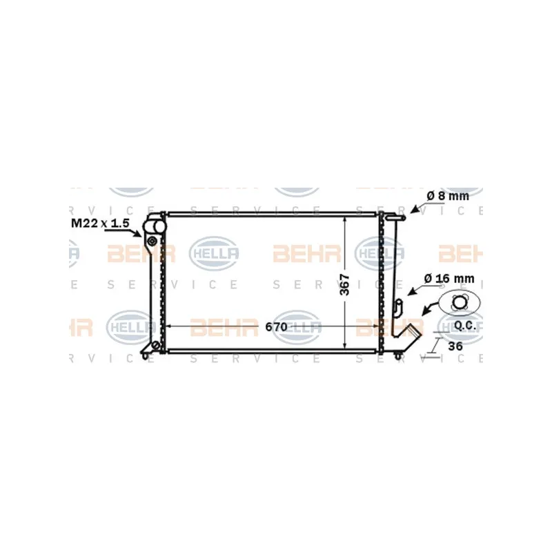 Radiateur, refroidissement du moteur HELLA 8MK 376 724-711