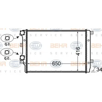 Radiateur, refroidissement du moteur HELLA 8MK 376 726-704