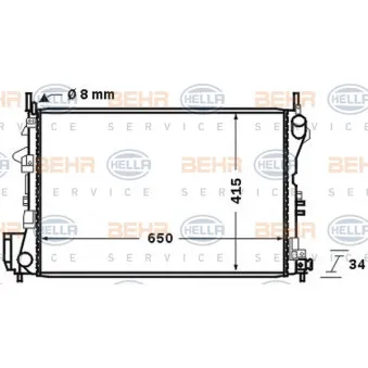 Radiateur, refroidissement du moteur HELLA 8MK 376 726-751