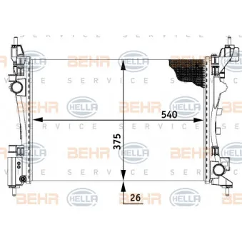 Radiateur, refroidissement du moteur HELLA 8MK 376 728-784