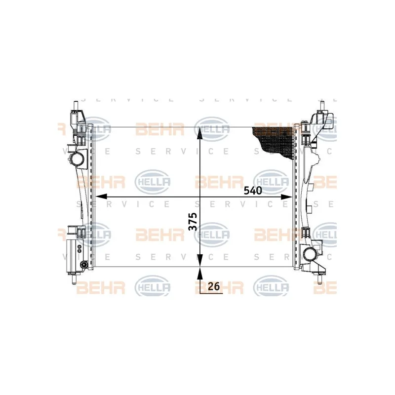 Radiateur, refroidissement du moteur HELLA 8MK 376 728-784